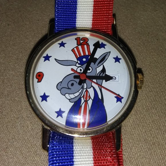 Political Watch Donkey Caricature Vintage 1970's Unisex
